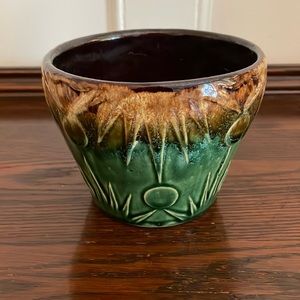 Vintage Green & Brown Drip Planter